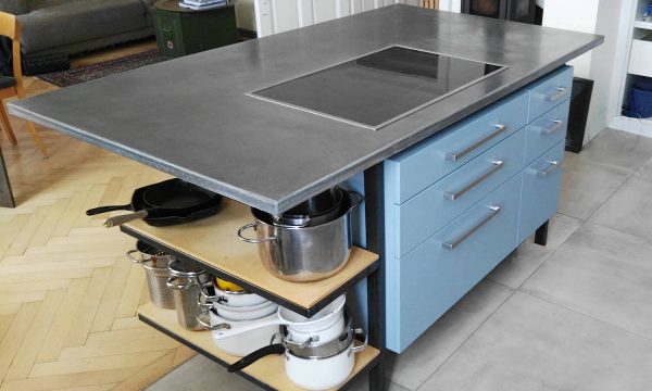 kücheninsel mit betonplatte